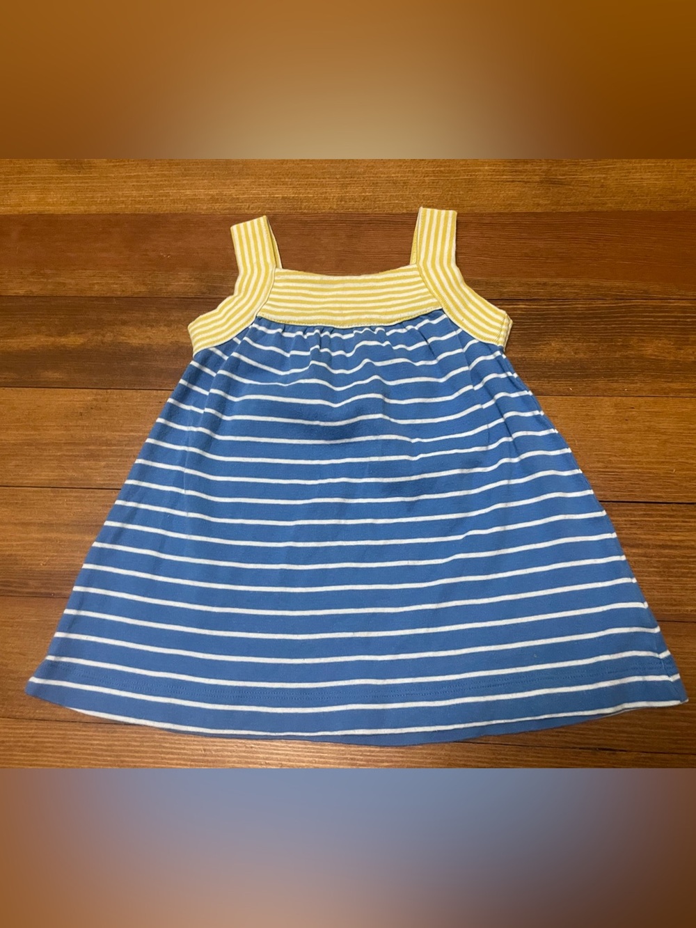 Hanna Andersson Blue & Yellow Striped Organic Cotton Sundress Size 18-24 Months